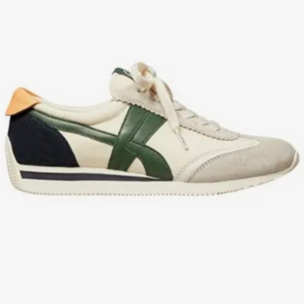 *rare* TORY BURCH Hank Sneaker Ivory/Shady Willow/Jackfruit — 7.5 — IN BOX - Picture 2 of 5